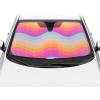 image3Piece Automotive Sunshade Pack 1pc Retro Wave Front Windshield Sunshade and 2pc Rainbow Sunset Static Cling Window Sunshades for Cars Trucks SUVs Block UV Rays Sun Protection