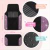 imageDiamond Bling Car Mats 4Piece Set Shiny Rhinestone Crystal Carpet Car Floor Mats TwoTone Floor Mats for Cars Cute Automotive Floor Mats for Women BlackLight Pink
