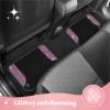 imageDiamond Bling Car Mats 4Piece Set Shiny Rhinestone Crystal Carpet Car Floor Mats TwoTone Floor Mats for Cars Cute Automotive Floor Mats for Women BlackLight Pink