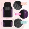 imageDiamond Bling Car Mats 4Piece Set Shiny Rhinestone Crystal Carpet Car Floor Mats TwoTone Floor Mats for Cars Cute Automotive Floor Mats for Women BlackPurple