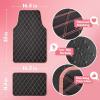 imageDiamondLuxe Car Floor Mats Stylish Faux Leather Car Mats with Diamond Stitched Detail and Matching Taping Universally Sized AllWeather Floor Mats for Cars Trucks SUV Full Set PinkPink