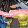imageDiamondLuxe Car Floor Mats Stylish Faux Leather Car Mats with Diamond Stitched Detail and Matching Taping Universally Sized AllWeather Floor Mats for Cars Trucks SUV Full Set PinkPink