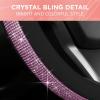 imageLeatherette Crystal Bling Steering Wheel Cover for Car SUV Glitter Sparkle Rhinestone Cute Car Accessories for Women Universal Fit Standard Size Fits 145quot15quot  Mint wRainbow BlingBlack w Pink Bling