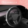 imageLeatherette Crystal Bling Steering Wheel Cover for Car SUV Glitter Sparkle Rhinestone Cute Car Accessories for Women Universal Fit Standard Size Fits 145quot15quot  Mint wRainbow BlingBlack w Silver Bling