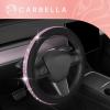 imageLeatherette Crystal Bling Steering Wheel Cover for Car SUV Glitter Sparkle Rhinestone Cute Car Accessories for Women Universal Fit Standard Size Fits 145quot15quot  Mint wRainbow BlingBlack w Pink Bling