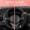imagePink Sequin Bling Steering Wheel Cover Standard 15 Inch Size Fits Most Vehicles Cute Faux Leather Car Steering Cover with Diamond Rhinestone Glitter Like Detail Car Accessories for WomenRose Gold Quilted