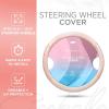 imagePink Sequin Bling Steering Wheel Cover Standard 15 Inch Size Fits Most Vehicles Cute Faux Leather Car Steering Cover with Diamond Rhinestone Glitter Like Detail Car Accessories for WomenPink Holo Bling