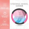 imagePink Sequin Bling Steering Wheel Cover Standard 15 Inch Size Fits Most Vehicles Cute Faux Leather Car Steering Cover with Diamond Rhinestone Glitter Like Detail Car Accessories for WomenPink Sequin Bling
