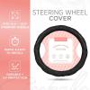 imagePink Sequin Bling Steering Wheel Cover Standard 15 Inch Size Fits Most Vehicles Cute Faux Leather Car Steering Cover with Diamond Rhinestone Glitter Like Detail Car Accessories for WomenBlack Stitched