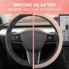 imagePink Sequin Bling Steering Wheel Cover Standard 15 Inch Size Fits Most Vehicles Cute Faux Leather Car Steering Cover with Diamond Rhinestone Glitter Like Detail Car Accessories for WomenPink Holo Bling