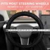 imagePink Sequin Bling Steering Wheel Cover Standard 15 Inch Size Fits Most Vehicles Cute Faux Leather Car Steering Cover with Diamond Rhinestone Glitter Like Detail Car Accessories for WomenBlack Stitched