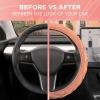 imagePink Sequin Bling Steering Wheel Cover Standard 15 Inch Size Fits Most Vehicles Cute Faux Leather Car Steering Cover with Diamond Rhinestone Glitter Like Detail Car Accessories for WomenCoral Pink Stitched