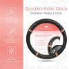 imagePink Sequin Bling Steering Wheel Cover Standard 15 Inch Size Fits Most Vehicles Cute Faux Leather Car Steering Cover with Diamond Rhinestone Glitter Like Detail Car Accessories for WomenRose Gold Quilted