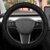 imagePink Sequin Bling Steering Wheel Cover Standard 15 Inch Size Fits Most Vehicles Cute Faux Leather Car Steering Cover with Diamond Rhinestone Glitter Like Detail Car Accessories for WomenBlack Stitched