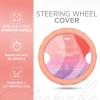 imagePink Sequin Bling Steering Wheel Cover Standard 15 Inch Size Fits Most Vehicles Cute Faux Leather Car Steering Cover with Diamond Rhinestone Glitter Like Detail Car Accessories for WomenCoral Pink Stitched