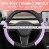 imagePink Sequin Bling Steering Wheel Cover Standard 15 Inch Size Fits Most Vehicles Cute Faux Leather Car Steering Cover with Diamond Rhinestone Glitter Like Detail Car Accessories for WomenPurple Sequin Bling