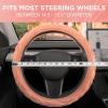 imagePink Sequin Bling Steering Wheel Cover Standard 15 Inch Size Fits Most Vehicles Cute Faux Leather Car Steering Cover with Diamond Rhinestone Glitter Like Detail Car Accessories for WomenCoral Pink Stitched