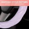 imagePink Sequin Bling Steering Wheel Cover Standard 15 Inch Size Fits Most Vehicles Cute Faux Leather Car Steering Cover with Diamond Rhinestone Glitter Like Detail Car Accessories for WomenPurple Stitched