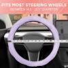 imagePink Sequin Bling Steering Wheel Cover Standard 15 Inch Size Fits Most Vehicles Cute Faux Leather Car Steering Cover with Diamond Rhinestone Glitter Like Detail Car Accessories for WomenPurple Stitched
