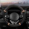 imagePink Sequin Bling Steering Wheel Cover Standard 15 Inch Size Fits Most Vehicles Cute Faux Leather Car Steering Cover with Diamond Rhinestone Glitter Like Detail Car Accessories for WomenRose Gold Quilted