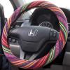 imagePink Woven Boho Bohemian Hippie Saddle Blanket Style Steering Wheel Cover for Women  Fits Most Standard Wheel Sizes 145  15 inch Woven Style  Light Stripes