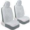 imagePlush Sherpa Fleece Car Seat Cover 1 Piece Gray Seat Cover for Cars with Soft Cushioned Touch Cute Automotive Interior Protector for Trucks Van SUV Car Accessories for WomenGray Fleece