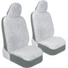 imagePlush Sherpa Fleece Car Seat Cover 1 Piece Gray Seat Cover for Cars with Soft Cushioned Touch Cute Automotive Interior Protector for Trucks Van SUV Car Accessories for WomenGray Fleece