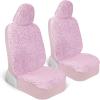 imagePlush Sherpa Fleece Car Seat Cover 1 Piece Gray Seat Cover for Cars with Soft Cushioned Touch Cute Automotive Interior Protector for Trucks Van SUV Car Accessories for WomenPink Fleece