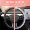 imagePurple Holo Bling Steering Wheel Cover Standard 15 Inch Size Fits Most Vehicles Cute Shiny Crackle Car Steering Cover with Holographic Foil Glitter Like Detail Car Accessories for Women