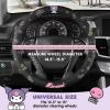 imageSanrio Hello Kitty Bows Car Steering Wheel Cover Universal Fit Cute Car Accessories for Women Stylish Decor Gifts Hello Kitty Accessories  Fits Standard Wheels 145quot15quotKuromi Black