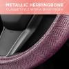 imageSilver Steering Wheel Cover Standard 15 Inch Size Fits Most Vehicles Cute Shiny Bling Car Steering Wheel Cover with Herringbone Detail Car Accessories for WomenPurple Herringbone