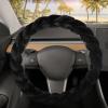 imageTwisted Fur Holiday Green Steering Wheel Cover Standard 15 Inch Size Fits Most Vehicles Fuzzy Fluffy Car Steering Cover with Soft Faux Fur Touch Car Accessories for WomenBlack