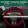 imageTwisted Fur Holiday Green Steering Wheel Cover Standard 15 Inch Size Fits Most Vehicles Fuzzy Fluffy Car Steering Cover with Soft Faux Fur Touch Car Accessories for WomenRed