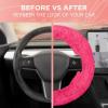 imageTwisted Fur Holiday Green Steering Wheel Cover Standard 15 Inch Size Fits Most Vehicles Fuzzy Fluffy Car Steering Cover with Soft Faux Fur Touch Car Accessories for WomenHot Pink
