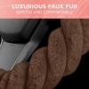 imageTwisted Fur Holiday Green Steering Wheel Cover Standard 15 Inch Size Fits Most Vehicles Fuzzy Fluffy Car Steering Cover with Soft Faux Fur Touch Car Accessories for WomenBrown