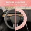 imageTwisted Fur Holiday Green Steering Wheel Cover Standard 15 Inch Size Fits Most Vehicles Fuzzy Fluffy Car Steering Cover with Soft Faux Fur Touch Car Accessories for WomenSoft Pink