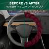 imageTwisted Fur Holiday Green Steering Wheel Cover Standard 15 Inch Size Fits Most Vehicles Fuzzy Fluffy Car Steering Cover with Soft Faux Fur Touch Car Accessories for WomenRed