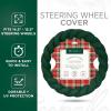 imageTwisted Fur Holiday Green Steering Wheel Cover Standard 15 Inch Size Fits Most Vehicles Fuzzy Fluffy Car Steering Cover with Soft Faux Fur Touch Car Accessories for WomenGreen