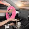 imageTwisted Fur Holiday Green Steering Wheel Cover Standard 15 Inch Size Fits Most Vehicles Fuzzy Fluffy Car Steering Cover with Soft Faux Fur Touch Car Accessories for WomenPink