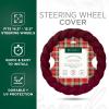 imageTwisted Fur Holiday Green Steering Wheel Cover Standard 15 Inch Size Fits Most Vehicles Fuzzy Fluffy Car Steering Cover with Soft Faux Fur Touch Car Accessories for WomenRed
