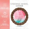 imageTwisted Fur Holiday Green Steering Wheel Cover Standard 15 Inch Size Fits Most Vehicles Fuzzy Fluffy Car Steering Cover with Soft Faux Fur Touch Car Accessories for WomenBrown