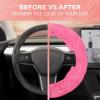 imageTwisted Fur Holiday Green Steering Wheel Cover Standard 15 Inch Size Fits Most Vehicles Fuzzy Fluffy Car Steering Cover with Soft Faux Fur Touch Car Accessories for WomenPink