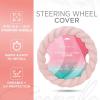 imageTwisted Fur Holiday Green Steering Wheel Cover Standard 15 Inch Size Fits Most Vehicles Fuzzy Fluffy Car Steering Cover with Soft Faux Fur Touch Car Accessories for WomenSoft Pink