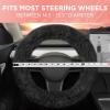imageTwisted Fur Holiday Green Steering Wheel Cover Standard 15 Inch Size Fits Most Vehicles Fuzzy Fluffy Car Steering Cover with Soft Faux Fur Touch Car Accessories for WomenBlack