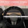 imageTwisted Fur Holiday Green Steering Wheel Cover Standard 15 Inch Size Fits Most Vehicles Fuzzy Fluffy Car Steering Cover with Soft Faux Fur Touch Car Accessories for WomenBlack