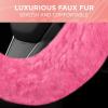 imageTwisted Fur Holiday Green Steering Wheel Cover Standard 15 Inch Size Fits Most Vehicles Fuzzy Fluffy Car Steering Cover with Soft Faux Fur Touch Car Accessories for WomenPink