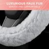 imageTwisted Fur Holiday Green Steering Wheel Cover Standard 15 Inch Size Fits Most Vehicles Fuzzy Fluffy Car Steering Cover with Soft Faux Fur Touch Car Accessories for WomenGray