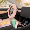 imageTwisted Fur Holiday Green Steering Wheel Cover Standard 15 Inch Size Fits Most Vehicles Fuzzy Fluffy Car Steering Cover with Soft Faux Fur Touch Car Accessories for WomenSoft Pink