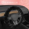 imageTwisted Fur Holiday Green Steering Wheel Cover Standard 15 Inch Size Fits Most Vehicles Fuzzy Fluffy Car Steering Cover with Soft Faux Fur Touch Car Accessories for WomenBlack