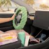 imageTwisted Fur Holiday Green Steering Wheel Cover Standard 15 Inch Size Fits Most Vehicles Fuzzy Fluffy Car Steering Cover with Soft Faux Fur Touch Car Accessories for WomenSage Green